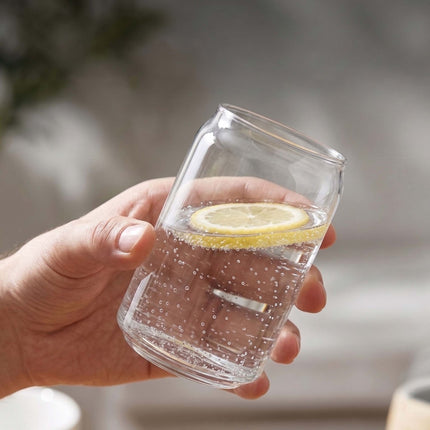 Clear Can-Shaped Long Drink Glasses, Set of 4