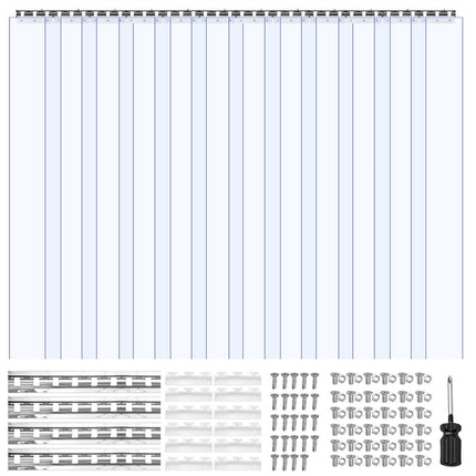 Clear PVC Strip Curtain 1.8 x 2.4 m, 2 mm, 12 Pack