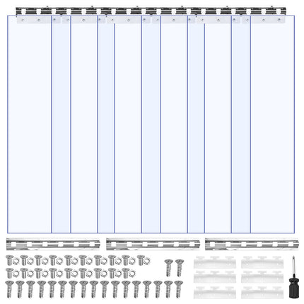 Clear PVC Strip Curtain, 2m x 0.9m, 2mm, 6-Pack