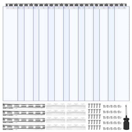 Clear PVC Strip Curtain, 48 x 96 in, 2 mm Thick, 8 Pack