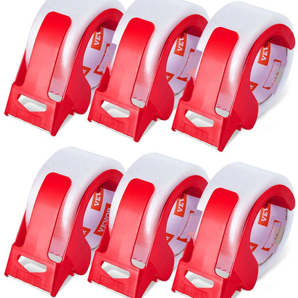 Clear Packing Tape, 6 Rolls 1.88 In x 65 Yd, Dispensers