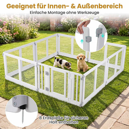 Clear Plastic Dog Playpen with Locking Door, 8 Panels