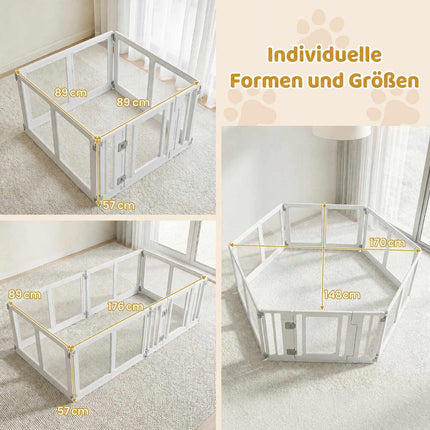 Clear Plastic Dog Playpen with Secure Locking Door, 6 Panels
