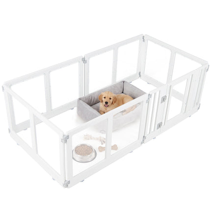 Clear Plastic Dog Playpen with Secure Locking Door, 6 Panels