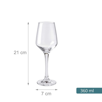 Clear Wine Glasses Set of 4, 360 ml Capacity
