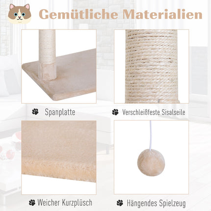 Cat tree scratching post with sisal and plush hammock 50cm