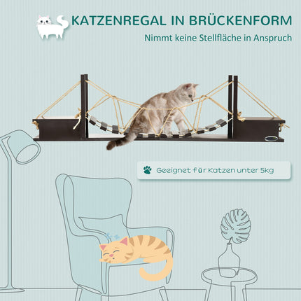 Cat climbing wall with bridge, up to 5 kg, wall mounted