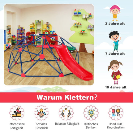 Climbing dome & slide climbing frame in dome shape 241.5 x 183 x 91.5 cm red