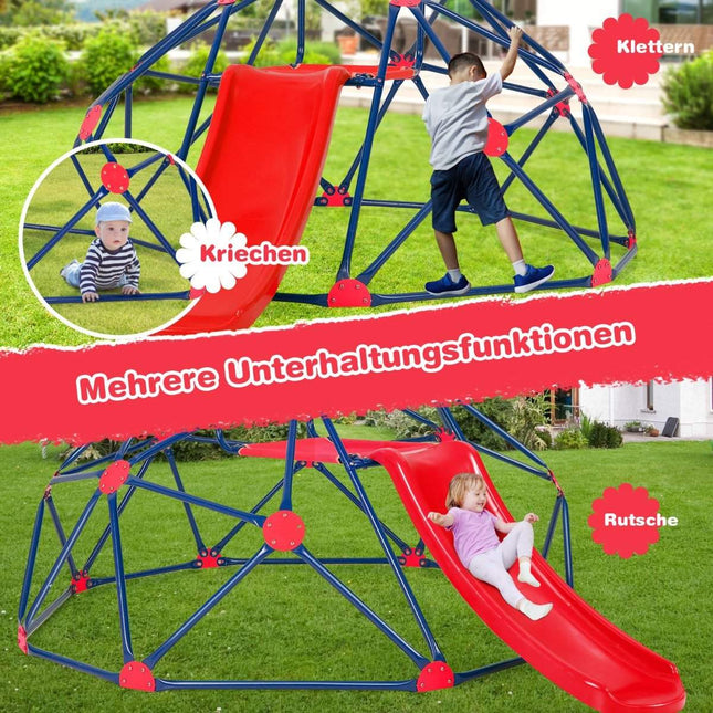 Climbing dome & slide climbing frame in dome shape 241.5 x 183 x 91.5 cm red