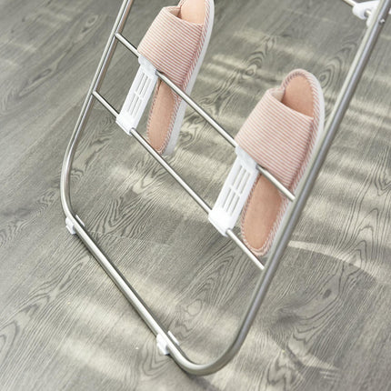 Foldable clothes airer with telescopic rods, silver/white