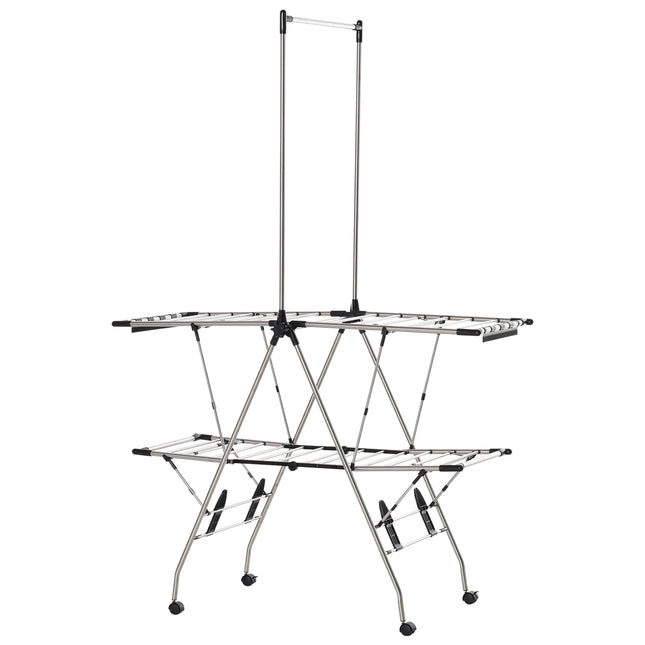 Large collapsible clothes airer with telescopic rods