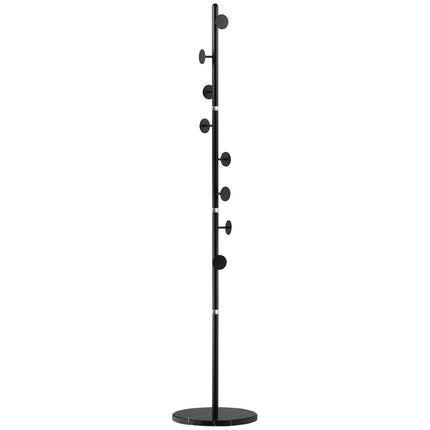 Steel coat rack - 8 hooks, black, 170 cm