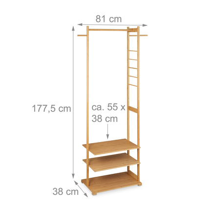 Clothes hanger in bamboo with 3 compartments
