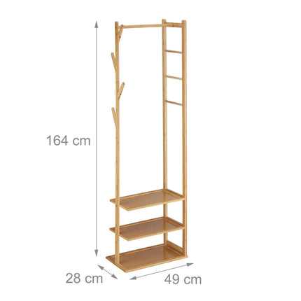 Clothes hanger in bamboo with 3 shelves