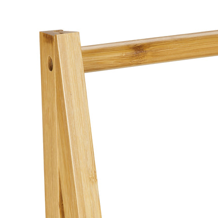Clothes hanger in bamboo with drawers in fabric