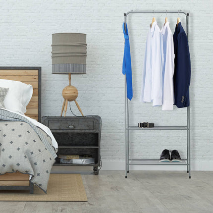Clothes hanger with 2 shelves