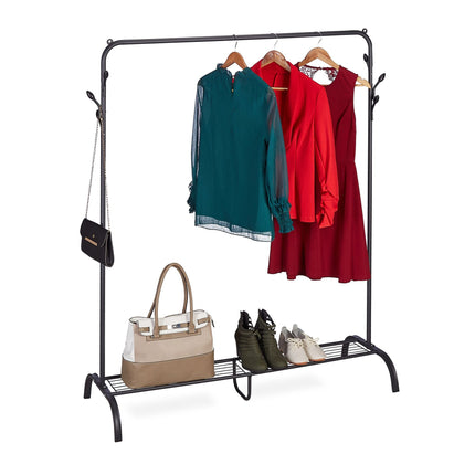 Clothes hanger with shelf and hooks