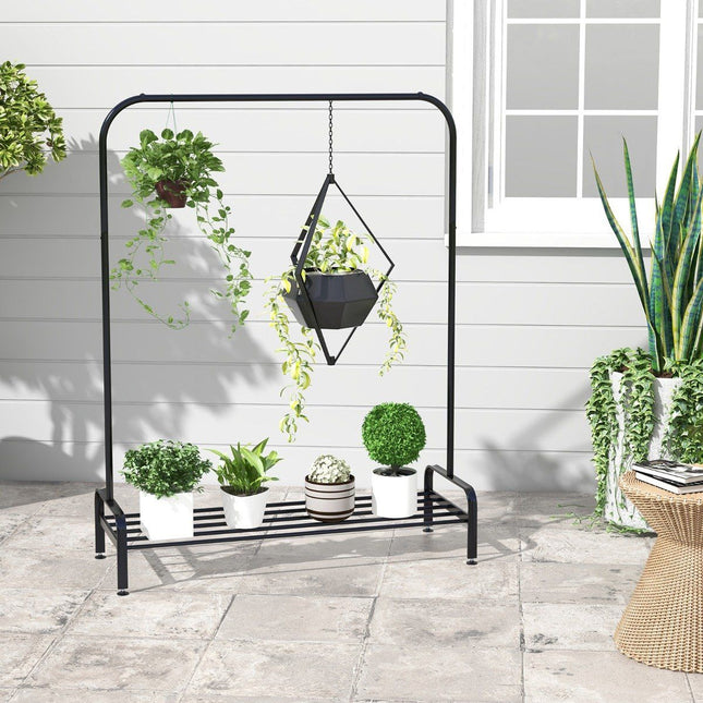Clothes rack with adjustable feet & clothes rail & storage compartment 112 x 42 x 145 cm black