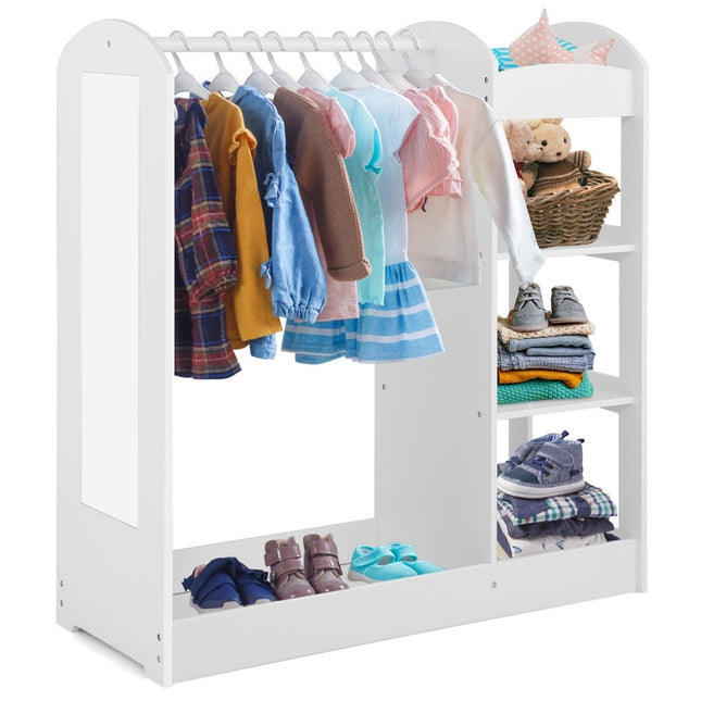 Clothes wardrobe for children Costume wardrobe for children with mirror 93.5 x 38 x 100 cm white