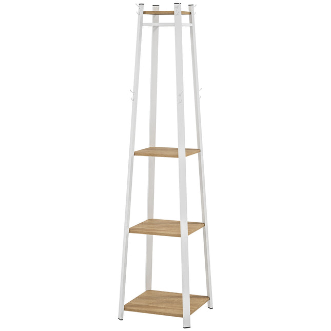 Steel coat hanger with hooks - White, 4 levels, 170 cm