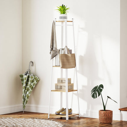 Steel coat hanger with hooks - White, 4 levels, 170 cm