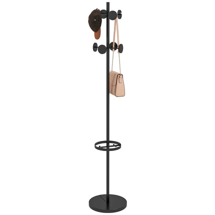 Metal coat hanger with 8 hooks, walnut finish, 177 cm