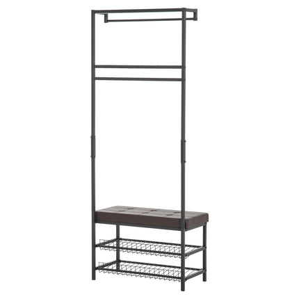 Coat Rack Bench Combo with metal frame and storage shelves