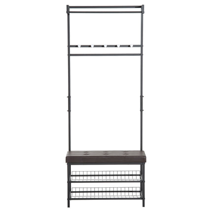 Coat Rack Bench Combo with metal frame and storage shelves