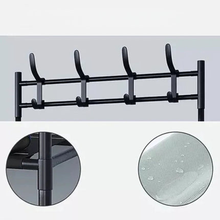 Coat Rack with 4 Shoe Shelves, Metal Freestanding