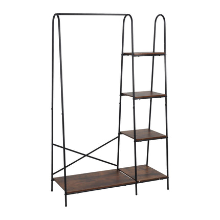 Coat Rack with 5 Shelves – Metal Frame, Wood-Effect
