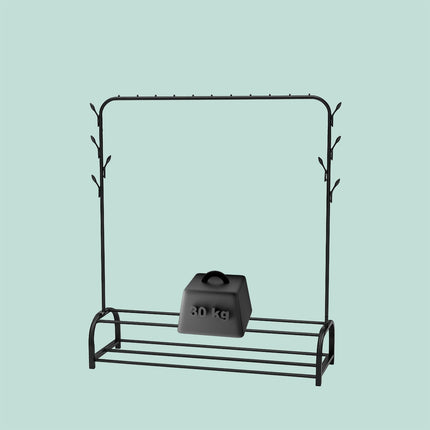 Coat Rack with Clothes Rail, 2 Shelves, 8 Hooks