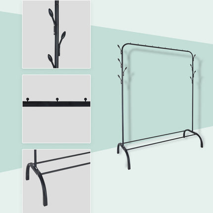 Coat Rack with Shelf and Hooks – Iron, Free-Standing