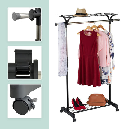 Coat Rack with Shelves and Wheels – Adjustable Storage