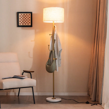 Coat Stand Floor Lamp, 5 Hooks, E27 Base, Foot Switch