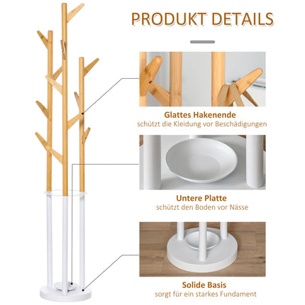 Coat and umbrella stand with 13 hooks, metal, natural white