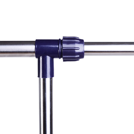 Adjustable clothes rack with wheels - stainless steel rail
