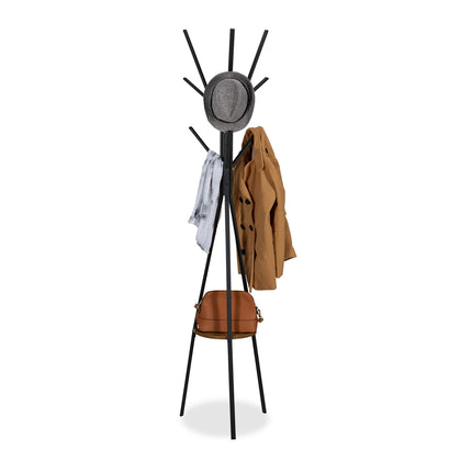 Coat Stand with Shelf, 6 Hooks, Tree Design