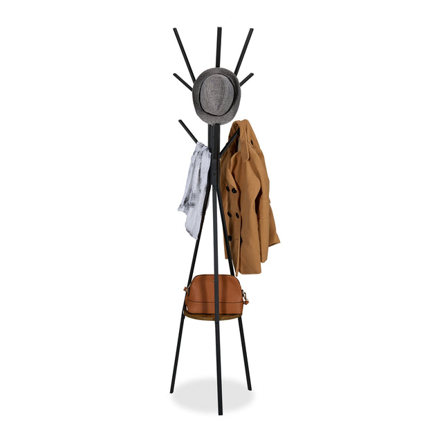 Coat Stand with Shelf, 6 Hooks, Tree Design