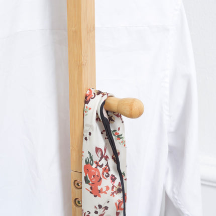 Natural bamboo coat hanger - 2 hooks, 3 rods, 36x24x168 cm