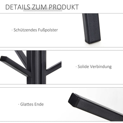 Clothes rack in brown metal with shelf - 8 hooks, 45x45x180cm