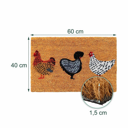 Coconut Animal Doormat, 60x40 cm, Non-Slip Backing