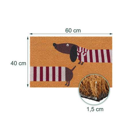 Coconut Animal Doormat, 60x40 cm, Non-Slip Backing