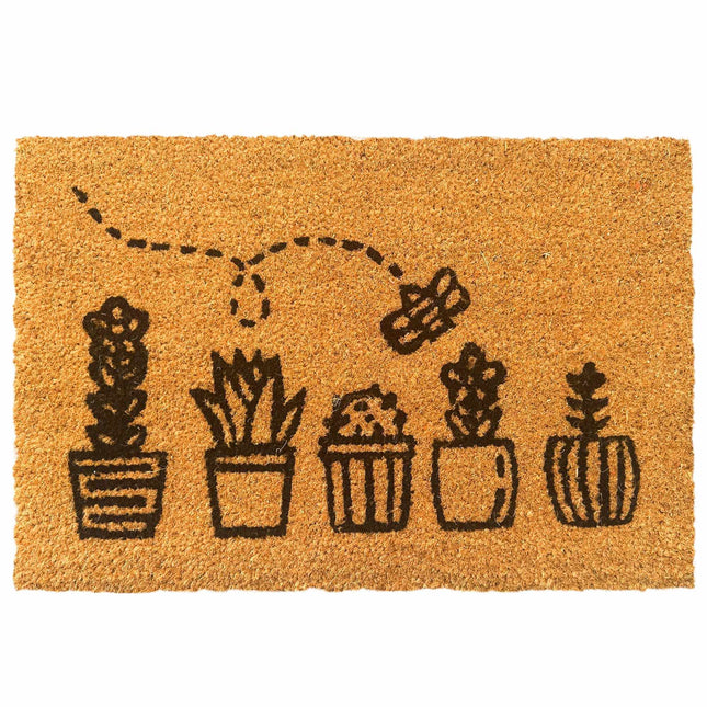 Kokosnoot deurmat, botanisch design, 60x40 cm