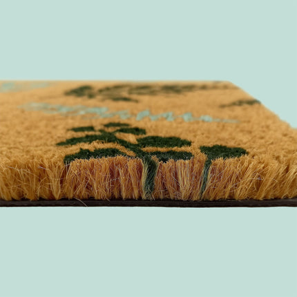 Coconut Doormat, Botanical Design, 60x40 cm, Non-Slip