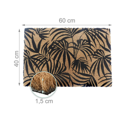 Coconut Doormat, Non-Slip, Botanical Design, 60x40 cm