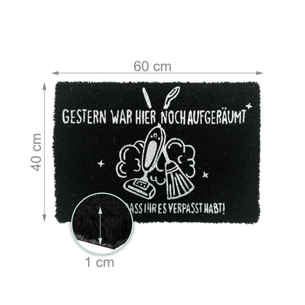 Coconut Doormat with Humorous Saying, 60x40 cm, Non-Slip