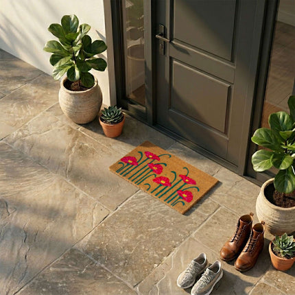 Coconut Fibre Doormat, Botanical Design, 60x40 cm