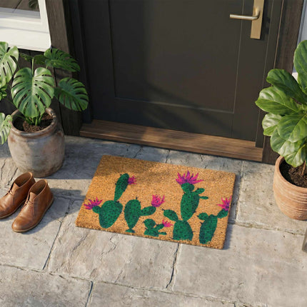 Coconut Fibre Doormat, Botanical Design, 60x40 cm