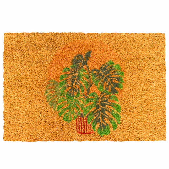 Deurmat van kokosvezel, botanisch design, 60x40 cm