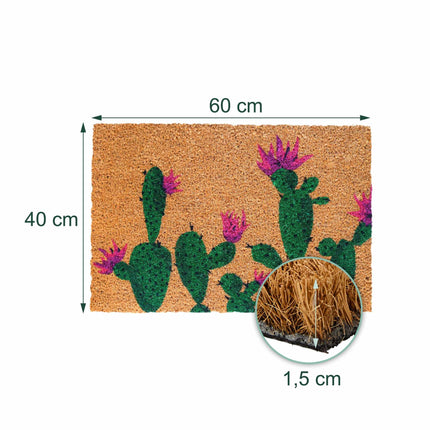 Coconut Fibre Doormat, Botanical Design, 60x40 cm